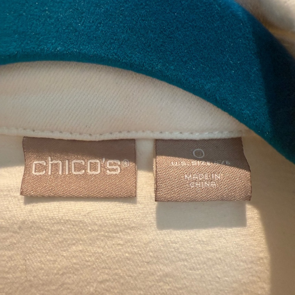 Chico's White Jean Jacket Classic Cropped Style - Picture 3 of 3